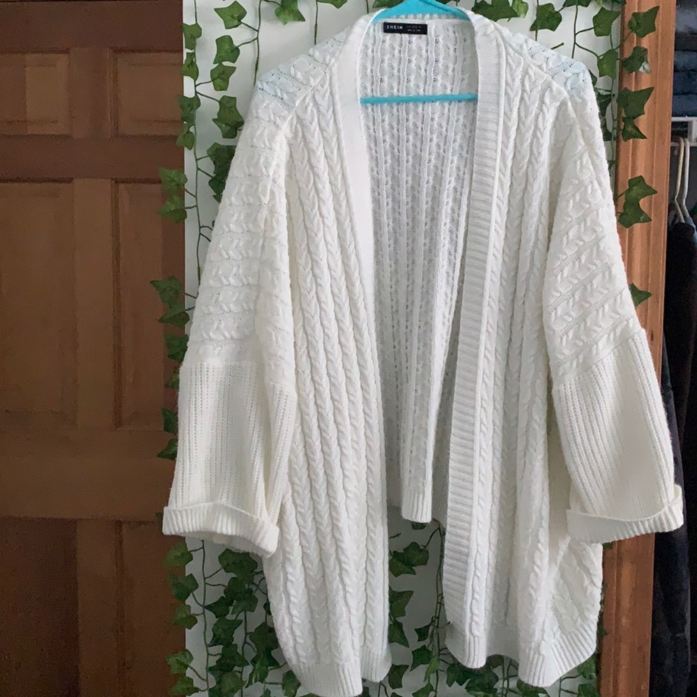 cream cardigan
